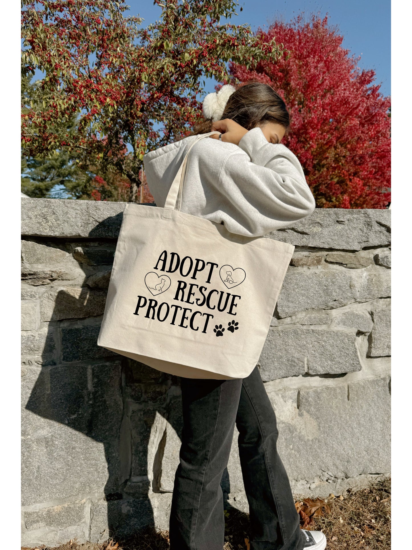 Recycled Canvas Tote Bag - Adopt, Rescue, Protect