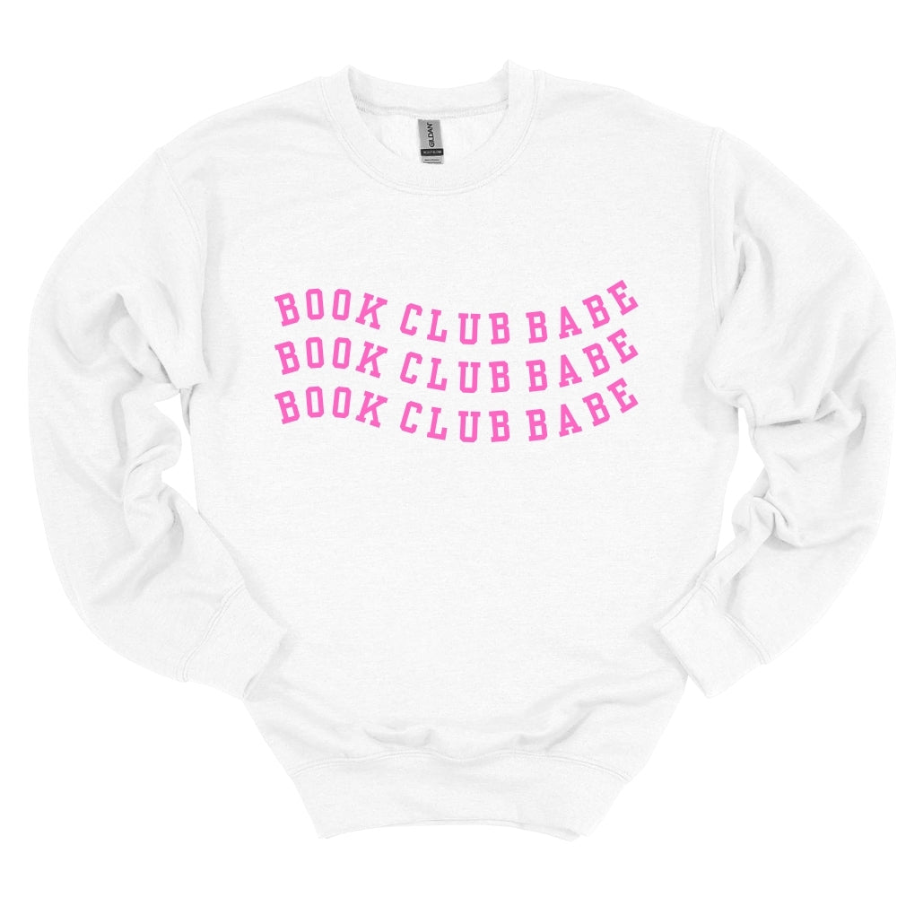 Book Club Babe Swirl Crewneck in White