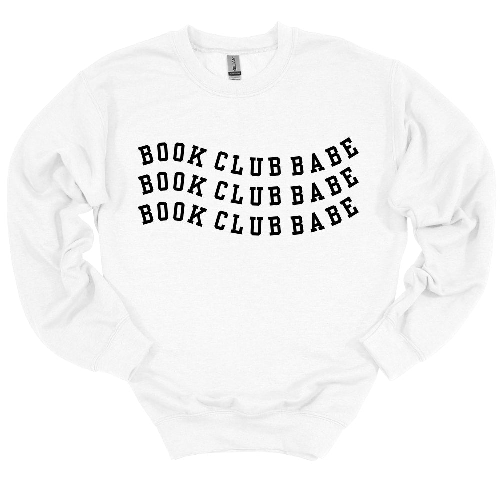 Book Club Babe Swirl Crewneck in White