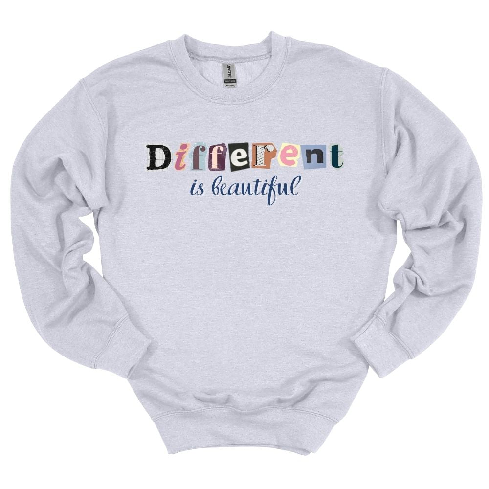 Different is Beautiful Crewneck in Ash Gray