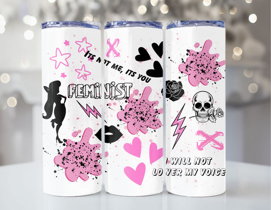 20oz Stainless Steel Insulated Tumbler -  Feminist in Pink