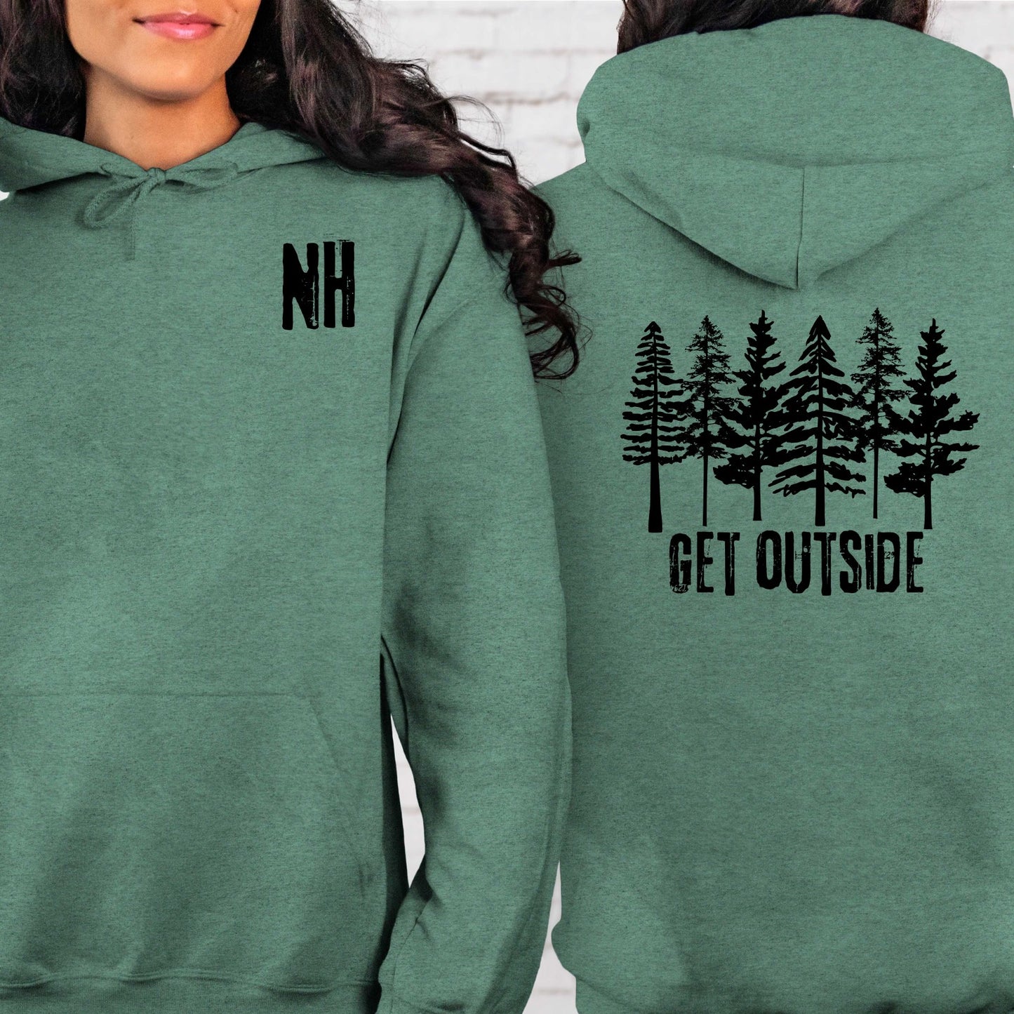 Get Outdoors Hoodie in Heather Sport Dark Green