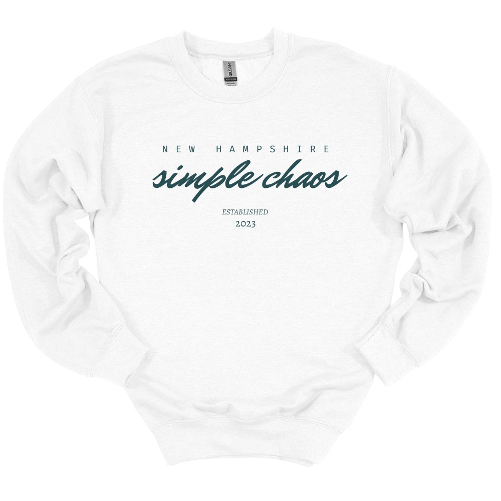 Simple Chaos Crewneck in White or Ash Gray