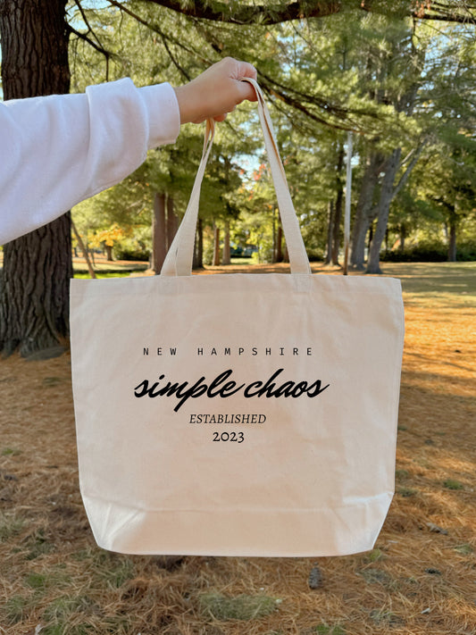 Large Organic Canvas Tote Bag - Simple Chaos