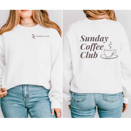 Sunday Coffee Club Crewneck in White