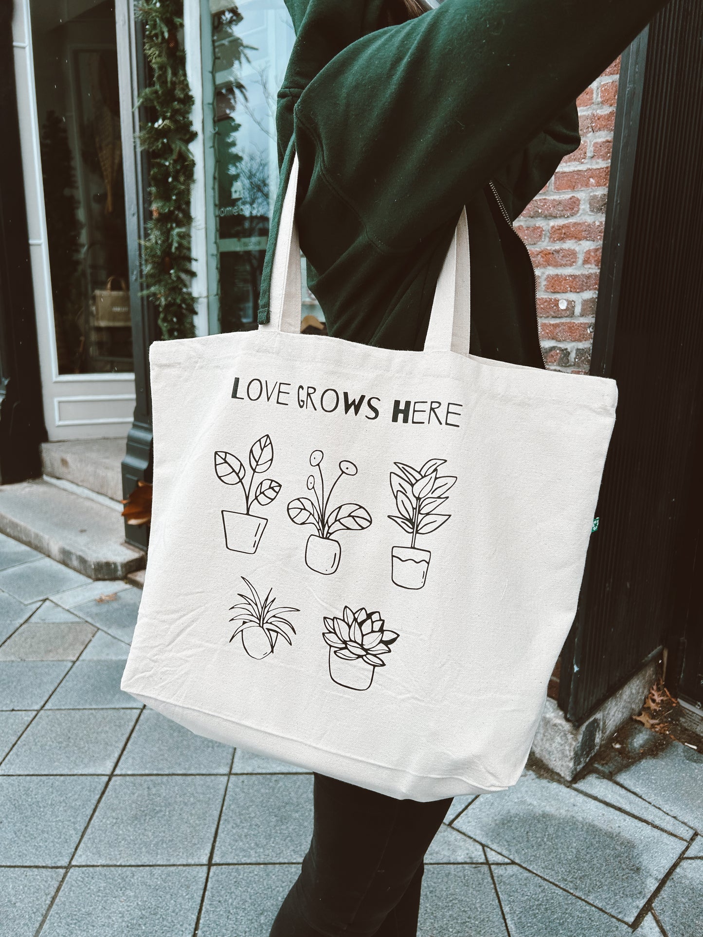 Recycled Canvas Tote Bag - Love Grows Here