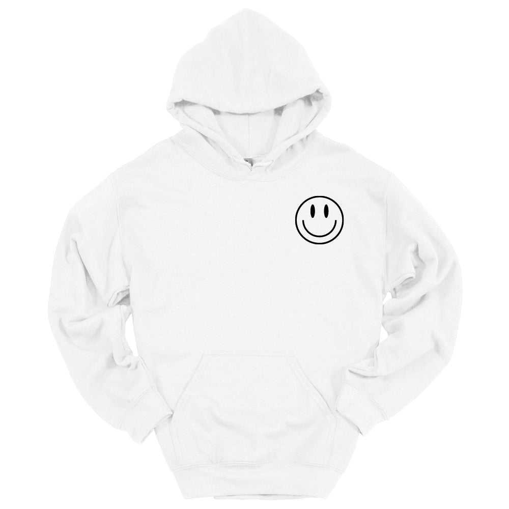 Checkerboard Smiley Face Hoodie in White w/Black