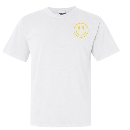 Checkerboard Smiley Face T-Shirt in White w/Yellow